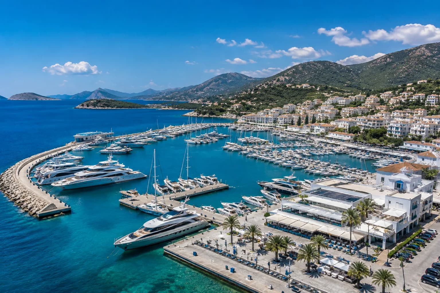 Ionisches Meer, Griechenland — Ionische Bucht mit türkisem Wasser und ankernden Yachten.